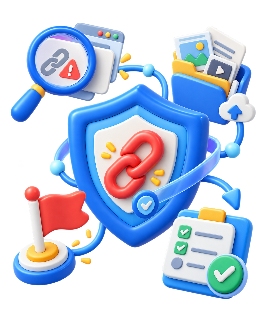 An illustration of a protected s.id link and the inspection, evidence, reporting, and review flow